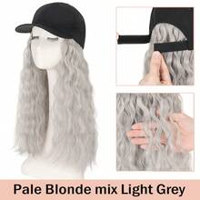 16inch/40cm Adjustable Baseball Cap Hat With Long Wavy Curly Hair Wig Synthetic Hairpiece Corn Wave Curly Hair Extensions For Women Daily Wear, Easy To Put On And Take Off, Natural Looking, Soft And Breathable, Perfect For Casual Outings And Sports Events Halloween Xmas Party - 彩色 - 查看 15