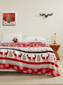 1pc Christmas Themed Blanket, Soft Warm Plush Fleece Throw Blanket For Living Room Sofa, Couch, Traveler, Bedroom, Dorm, Patio Decor, Suitable For Christmas, Halloween, Easter, Home Furnishing Bedding