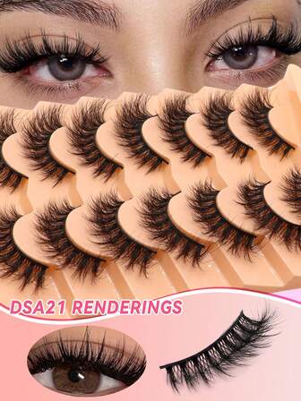 7 paires/paquet, Boucles D russes DSA21, cils entiers, paire de cils entiers, cils complets, outils de maquillage pour extension de cils de cosplay de bandes dessinées, outil d'extension de cils naturels croisés pour le cosplay, le rencard quotidien, l'extension de cils naturelle et le maquillage des yeux, cils indépendants moelleux