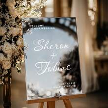 Biển hiệu đám cưới bằng Acrylic tráng gương, Biển hiệu chào mừng đám cưới, Biển hiệu lễ cưới tráng gương vàng, Biển hiệu cá nhân hóa bằng Acrylic bạc - Nhiều màu - Xem 5