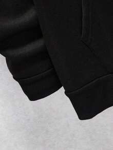 Men's Casual Hoodies With "FAITH OVER FEAR" Double-Side Letter Graphic Print, High Quality Retro Street Style Long Sleeve For Going Out - 黑色 - 查看 5