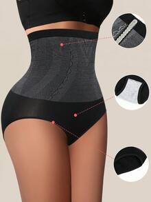 1件装无缝收腹提臀内裤高腰塑形内裤束腰塑身衣女士塑身裤女士内衣女式内裤提臀裤 - 黑色 - 查看 2