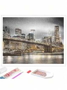 DIY Diamond Drawing New York Architecture Round Diamond City Landscape Mosaic Home Decoration Gift - Multicolor - View 1