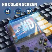 Consola de juegos portátil retro R36S, pantalla IPS de 3,5 pulgadas, 128 GB integrados, de código abierto, compatible con múltiples emuladores. - Azul claro transparente - Ver 2