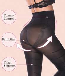 Anti-Cellulite-Leggings Damen Yoga Hose mit hoher Taille, Bauchkontrolle formende Kompressions-Body-Shaper, Abdominal Control Po-Lifting - Schwarz - Übersicht 6