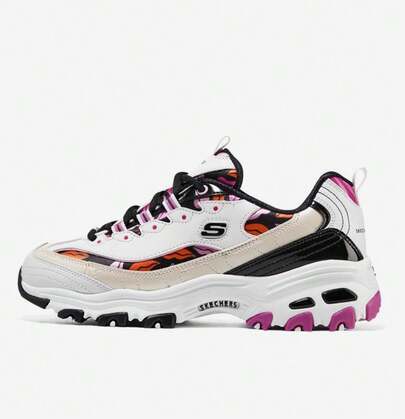 Skechers 女式撞色系带休闲时尚复古厚底运动鞋