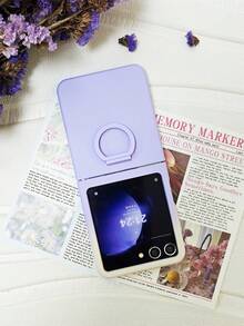 Luxury Korean Style Minimalist Gradient Purple Candy Color Phone Case, Compatible With Samsung - Gradient White and Purple - View 4