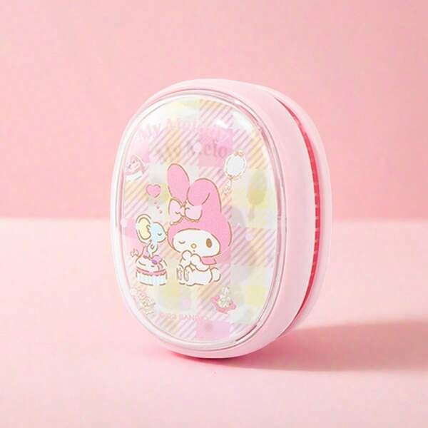 Miniso Escova de cabelo portátil Sanrio Characters Melody "Sem Emaranhados" com pontas arredondadas e almofada elástica para escovação, proporciona uma escovação suave e reduz os danos aos fios (1 unidade).