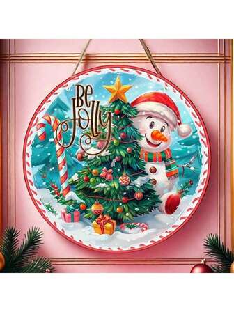 Ghirlanda natalizia in legno con logo di pupazzo di neve carino, appendibile facilmente, adatta per casa, cucina, giardino, terrazza, decorazione interna ed esterna, decorazione natalizia per interni, decorazione per la casa, decorazione natalizia per la stanza, regalo perfetto per le feste per famiglia e amici