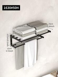 1 pieza Toallero de baño - Diseño moderno de doble capa, montado en la pared, sin necesidad de perforar, estantería de ducha, almacenamiento de baño para toallas, batas de baño, accesorios de ducha, ideal para almacenamiento de baño, estructura ahorradora de espacio, adecuado para uso doméstico y hotelero Accesorios de baño Herramientas de baño - Negro - Ver 12