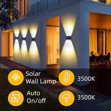 1/2pcs Warm/White 8LED Solar Powered Garden Lights, Indoor Decorative Wall Lights With Convex Lens, Outdoor Fence Lights, Stair Lighting, Wall Decor Lights, IP44 Household LED Landscape Lights, Suitable For Outdoor, Yard, Villa, Fence, Patio, Garden - 8LED-wall Light - View 8
