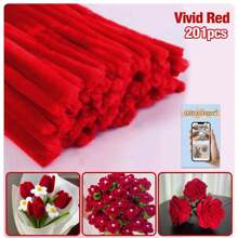 200/450根多色加粗雪尼尔绒条，散装彩色毛绒棒，9种颜色，适用于DIY工艺品和艺术项目，可作绒球，适用于情人节、母亲节和复活节装饰 - 彩色 - 查看 47