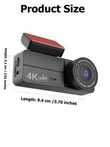 4K 汽车行车记录仪，WiFi 车载摄像头，带应用程序控制，1.47 英寸屏幕行车记录仪，带 24 小时停车监控（不含有线套件），G 传感器 - 黑色 - 查看 8