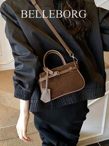 Casual Contrast Color Texture Versatile Matte Commuter Retro Leather Buckle Small Handbag For Women - Cà phê - Xem 8