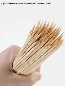90pcs/Pack(+/-5pcs)Disposable Barbecue Skewers, Bamboo Skewers For Home Grilling, BBQ Bamboo Skewers, Disposable Sticks For BBQ, Outdoor Camping Cookout, Chicken, Sausage, Meat Kebabs,Hot Pot, Or Artificial Flower Crafting, Etc., Suitable For Home