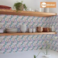 SUPSTICKER 12 miếng dán trang trí nhà cửa bằng chất liệu PVC dày dặn, kiểu dáng hiện đại, họa tiết gạch mosaic giả 2D, tự dính, chống thấm nước, chống dầu, dễ dán, thích hợp cho phòng ngủ, nhà bếp, phòng tắm, mặt bàn đảo bếp, trang trí tường phòng khách. Kích thước: 3.93*3.93/5.9*5.9/7.87*7.87 inch - Nhiều màu - Xem 10