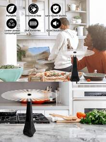 4 件套桌面驱蝇风扇，室内外驱蝇风扇，户外或室内用餐电动驱蝇风扇，驱赶苍蝇，桌面野餐风扇，烧烤、派对、餐厅、家居、活动驱蝇风扇，电池供电食物风扇，带全息叶片的便携式驱蝇风扇，野餐、餐厅、派对、家居、烧烤驱蝇器 - 黑色 - 查看 3