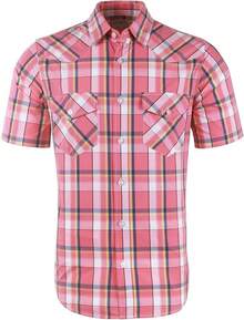 Mens Short Sleeve Plaid Button Down Shirt Western Casual Shirts With Two Pocketshalloween - Hồng - Xem 1
