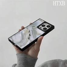 Teléfono con diseño de bloques blancos, compatible con las series 16 Pro, 16, 15 Pro, 14, 14 Plus, 13, 13 Pro, 12 Pro y 12 Pro Plus. Diseño a prueba de golpes con cobertura total, orificio grande, marco liso brillante y llamativo. - Negro - Ver 2