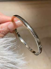 1 件优雅不锈钢银色时尚防水手链首饰女士 - 銀色 - 查看 25