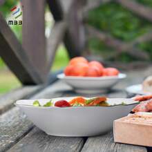 Białe zestawy obiadowe ze złotym rantem - nowoczesny styl, nowy zestaw obiadowy z porcelany kostnej, piękne krawędzie w kształcie muszli i luksusowe złote wykończenia - odporny na zarysowania, zestawy talerzy i misek do zmywarki ceramicznej, zestaw naczyń, zestaw misek i talerzy, zestaw obiadowy do kuchni, ceramiczne naczynia do mikrofalówki i zmywarki, biały,