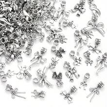 30/50pcs Assorted Vintage Hollow Bowknot Gold Plated Pendant, Multi-Style Elegant Connectors Suitable For DIY Lovely Fashion Bracelet, Necklace, Keychain, Jewelry Accessories, Mother's Day, Valentine's Day Gifts