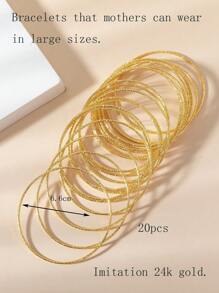20pcs 3-14Y Girls' Delicate Glitter Bamboo Knot Stacking Bangle Bracelets - one-size - View 10