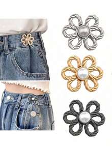 3 色 9 件套装仿珍珠 T 恤领带夹套装缠绕固定器腰扣纽扣服装装饰，领口调节防滑时尚配饰，适合造型穿着、节日装扮 - 彩色 - 查看 3