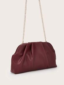 Ví cầm tay cổ điển màu trơn có khóa kéo, túi xách đa năng dung tích lớn, túi da PU thời trang, phù hợp cho nữ, thích hợp cho đám cưới, tiệc tùng, dạ hội, các sự kiện buổi tối. - Màu Đỏ Sâu - Xem 4