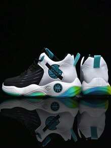 Zapatos De Baloncesto Profesionales De Moda Para Jóvenes, Zapatos de baloncesto de caña alta para jóvenes, Zapatos deportivos para hombres,Zapatillas de baloncesto de moda para hombres,Zapatos de baloncesto para hombre antideslizantes.Diseño duradero, zapatos deportivos para correr Ligeros, transpirables, apropiados para exploración al aire libre, trotar y senderismo. - Azul oscuro - Ver 3