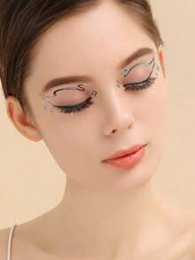 1pc 3d Silver Hot Stamping Jelly Sticker For Eye & Face - Multicolor - View 3