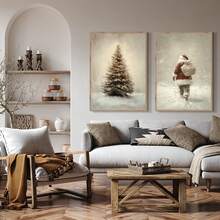 2 pezzi Stampe su tela di arte murale natalizia vintage, stampe neutre, dipinti di Babbo Natale e albero di Natale, poster per decorazioni invernali e natalizie per soggiorno, camera da letto, stile fattoria, regalo per lei, senza cornice, decorazioni natalizie, decorazioni albero di Natale, decorazioni regalo di Natale, decorazioni Ringraziamento, matrimonio, decorazioni per la casa, decorazioni autunnali, decorazioni per compleanni, forniture per feste, decorazioni per vacanze e festival interni, decorazioni Ognissanti, decorazioni murali, ornamenti Ognissanti - Multicolore - Visualizzare 5