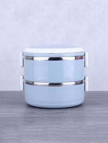 صندوق غداء جديد أنيق من الفولاذ المقاوم للصدأ، صندوق غداء معزول، مناسب للعمل والطلاب، متعدد الطبقات دائري السعة الكبيرة