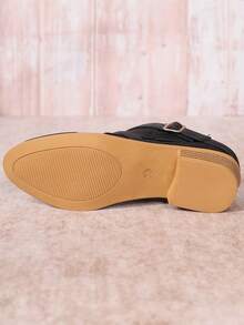 Western Style Side Zipper Buckle Ankle Boots