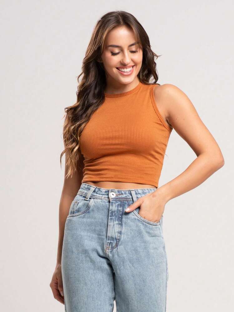 Women Tank Tops & Camis - 駝色 - 查看 2