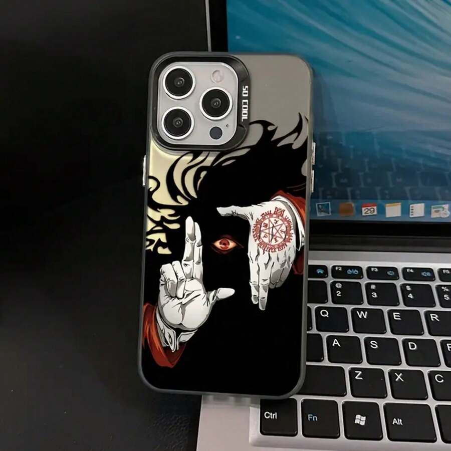 Funda de Teléfono con Graffiti de Gestos de Anime para iPhone 16 15 14 13 12 11 Pro Max X XR XS MAX 8 7 Plus Cubierta Trasera Mate Antigolpes - Mezcla de colores - Ver 1