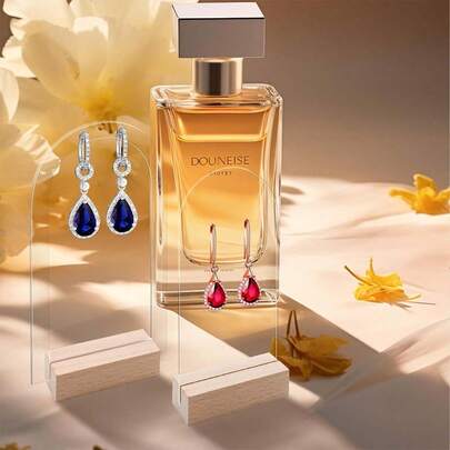 亚克力耳环展示架、珠宝零售架、拱形亚克力耳环架、实心和空心亚克力标牌、带木质底座的耳环、吊坠、耳环珠宝展示架