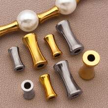 10 件不锈钢竹珠金属管珠小骨节合金银竹隔珠散珠适用于珠宝制作饰品手链项链用品 DIY 手工制作 - 彩色 - 查看 4