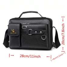Men's PU Leather Shoulder Bag Crossbody Bag Suitable Fit For 8 Inch Laptop - Black - View 4