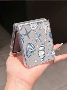 1 件时尚简约磨砂 PC 材质海洋海星贝壳元素折叠手机壳，可保护和防止掉落：SamsungGalaxy Zflip 3/Zflip 4/Zflip 5/Zflip 6/Zflip 7/OPPO Find N3 Flip/ Razr 50 Ultra/ Razr 60 Ultra/ Razr 60/ Razr 50/XiaomiMIX Flip/Galaxy Z Flip7 FE