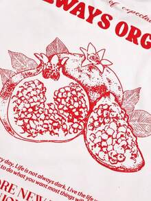 Manfinity Hypemode Men's Slogan & Pomegranate Graphic Round Neck Short Sleeve Casual T-Shirt - Trắng 2 - Xem 7