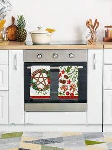 2 buc acuarelă Crăciun pitic roșu și alb camion brad de Crăciun auriu și argintiu fulgi de zăpadă om de zăpadă care ține cadouri Moș Crăciun globuri de Crăciun conuri de pin model Poinsettia prosoape de bucătărie decorațiuni pentru petreceri de Crăciun prosoape de bucătărie prosoape de bucătărie prosoape de mână prosoape de bucătărie prosoape de bucătărie pentru uscare potrivite pentru bucătărie restaurant masă