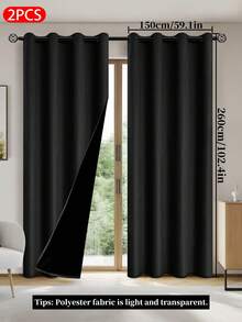 2pcs Blackout Curtains With Thermal Insulation Lining, Lightweight Polyester Fabric, Top Grommet Design, Suitable For Living Room, Bedroom, Kitchen, Bathroom, Home Decor
