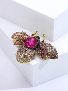 1pc Alloy & Rhinestone Bee Brooch - Pink - View 4