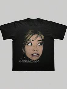 Women's Men Summer Letter Print Short Sleeve Graphic Tees T-Shirt Tops Street Life, .-Beabadoobee-. Inspired Graphic Retro Aesthetic Music Shirt - 90s Vintage Style Unisex Funny T Shirts  Vintage Shirts Graphic Tees T Shirt Men Halloween Fgift,Printed & Shipped In USA - 黑色 - 查看 1