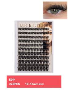 220 buc. Gene false cluster - (gradient natural 10-16 mm), extensii de gene false DIY, naturale, voluminoase, pufoase și ușoare, din material textil 3D, subțiri, ultra-moi și reutilizabile, lucrate manual - perfecte pentru purtare zilnică, întâlniri, petreceri, nunți, ședințe foto și creații artistice personalizate cu gene.