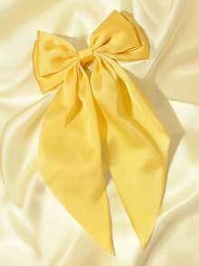 1件装女士发饰蝴蝶结，大号缎面蝴蝶结发夹，光滑缎面发带，大号发夹，可爱优雅的发饰，金属蝴蝶发夹，中性黄色，发爪，发夹，学习用品，头部饰品，女士发饰，发卡 - 芥末黃 - 查看 3