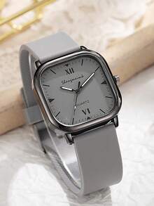 1 件时尚方形男士手表，复古运动手表，商务休闲石英腕表，精美礼品 - 灰色 - 查看 2