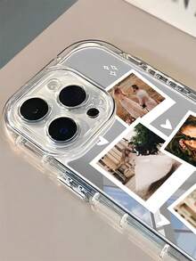 Funda de teléfono personalizada con espejo, creativa y con forma de corazón, romántica para parejas, aplicable a cualquier escenario, con frase corta personalizada y firma personalizada, transparente, gruesa y de cobertura total, reflectante, compatible con Apple 11 12 13 14 15 16 Pro Max - Multicolor - Ver 4