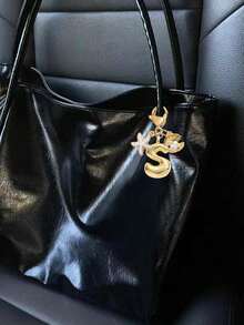 Gold Bubble Letter Cute Necklace Pendant Bag Charm - Lucky Crystal Pendant Decorated With Natural Seashell And Starfish Accessories, Letter A-Z, Essential Beach Outfit Accessory, Bohemian Vintage Style - Multicolor - View 3